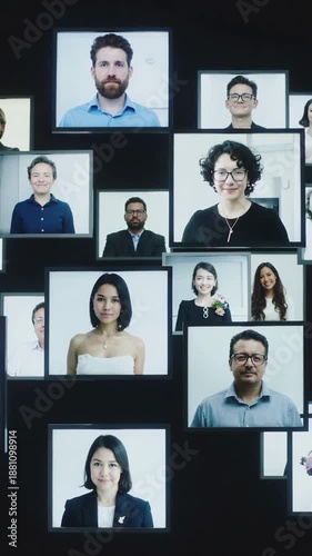 Wallpaper Mural Diverse professionals connect in online conference. Panning camera reveals multiple participants in virtual meeting grid. Torontodigital.ca