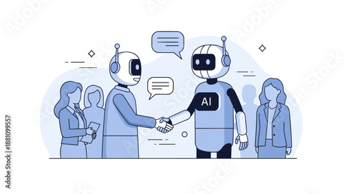 Robots handshaking: ai collaboration with business professionals