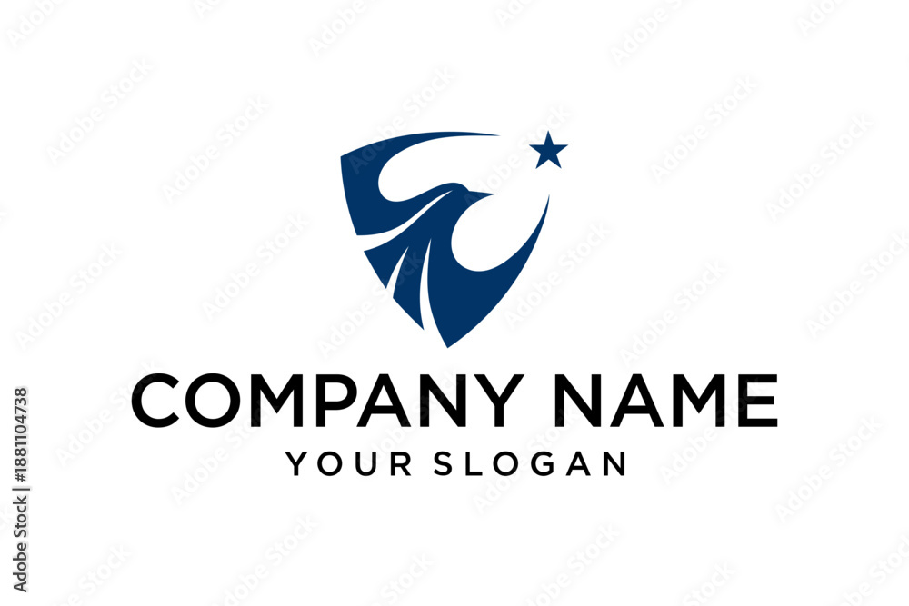 Fototapeta premium Eagle and Shield Logo Design with Star for Security, Business, or Corporate Branding
