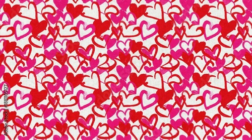 Romantic Valentine’s Day Mockup with Heart Cookies and Gift Box.Hand-Painted Watercolor Hearts Seamless Pattern on White Background.Playful Lips and Kisses Seamless Pattern with Mockups