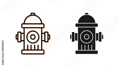 Vector illustration of fire hydrants in different styles on a plain background