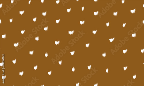 Deer skin texture with white dots. Woodland animal fur pattern in brown and orange. Seamless nature background
