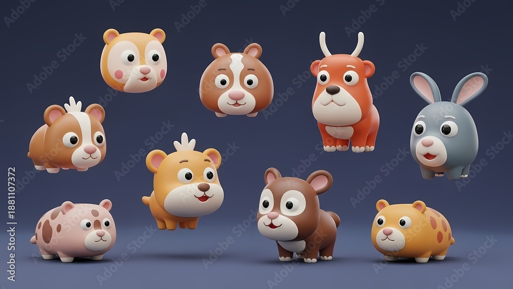 Obraz premium set of funny animals