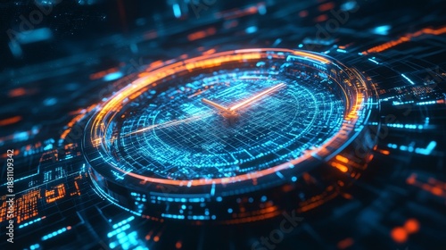 Wallpaper Mural An advanced and imaginative Digital Clock Interface that showcases vibrant, eyecatching neon colors Torontodigital.ca