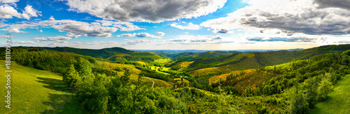 the beautiful landscape of the siegerland germany in summer panorama