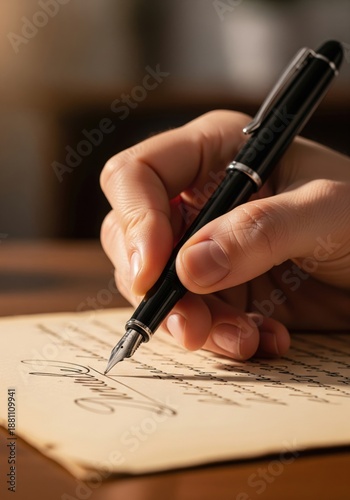 Human hand signing letter or business contract with pen on paper on white background