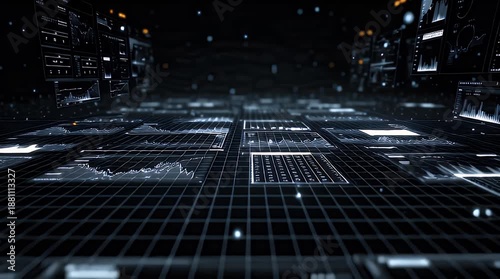 Wallpaper Mural Futuristic digital data analysis with glowing graphs and charts Torontodigital.ca