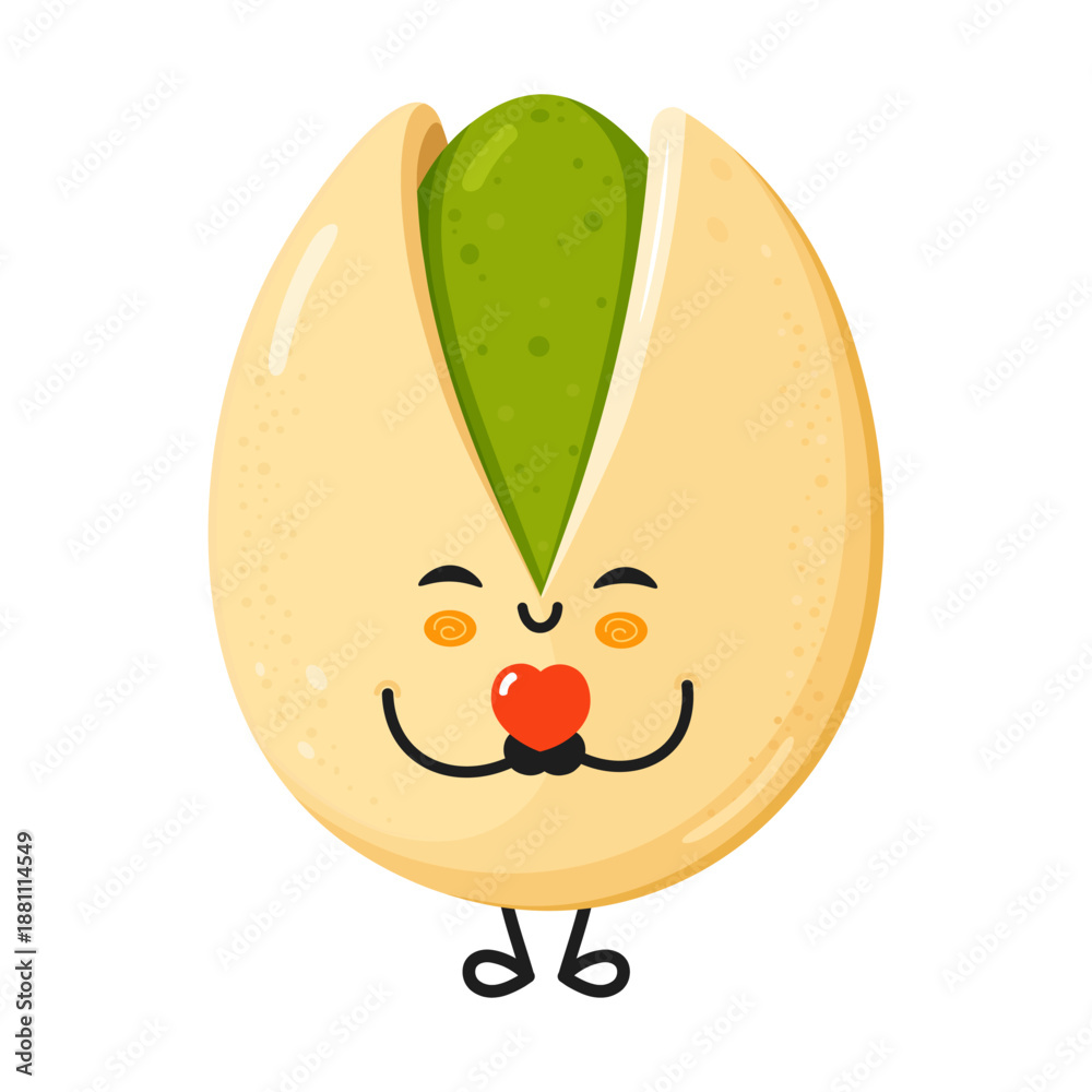 Fototapeta premium Cute pistachio character showing love and affection