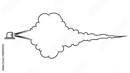 a black and white drawing of a cloud with a hat on it
