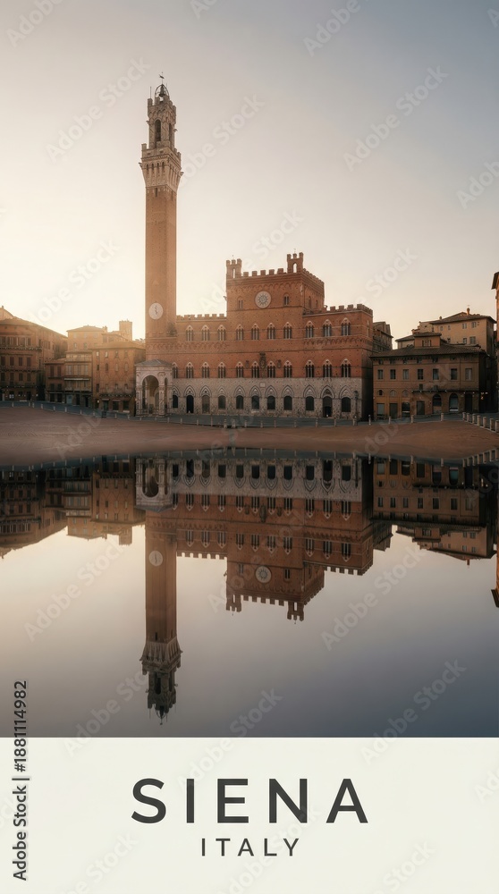 Fototapeta premium Siena Italy Piazza del Campo Historic City Travel Poster 