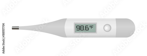 Digital medical thermometer showing normal body temperature