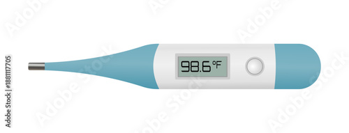 Digital medical thermometer showing normal body temperature