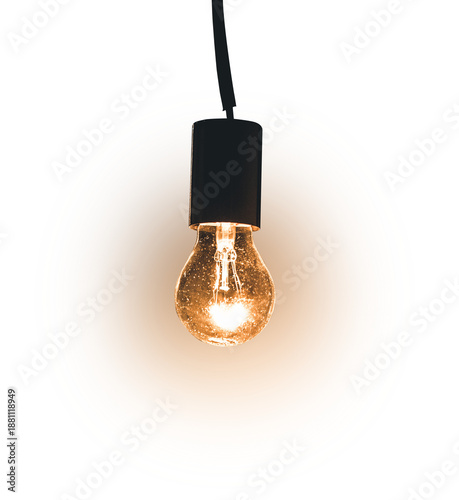 Loft Style Hanging Light Bulb on Cable Isolated PNG