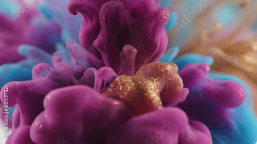Abstract Colorful Ink Explosion Underwater Dynamic Movement.
