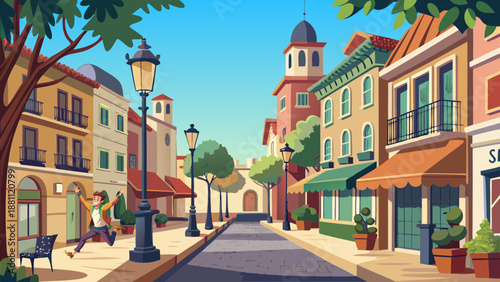 Vector, illustration, family, city, vintage, antique, art, style, tourism, travel, banner, advertising, tour, excursion, adventure