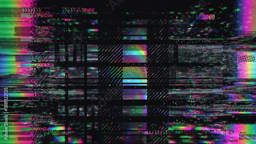 VHS Glitch Screen Effect. Abstract Technology Background
