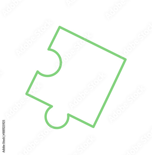 Minimal flat silhouette jigsaw puzzle piece. Simple outline of puzzle element for boardgame table fun and toy concepts. Isolated graphic for children, creative play, or hobby template.