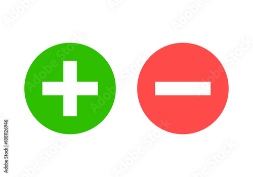 Plus and minus sign set. Vector. Right and Wrong