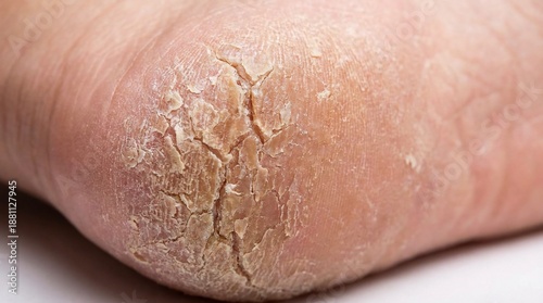 Close Up View of Severely Dry and Cracked Heel Skin