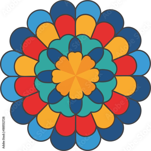 Colorful Flower Mandala Design Element.