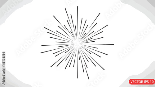 Black Starburst Lines on White Background.