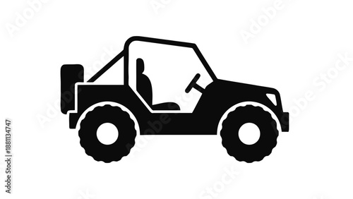 Vector illustration of a rugged terrain vehicle silhouette on transparent background, for driving apps