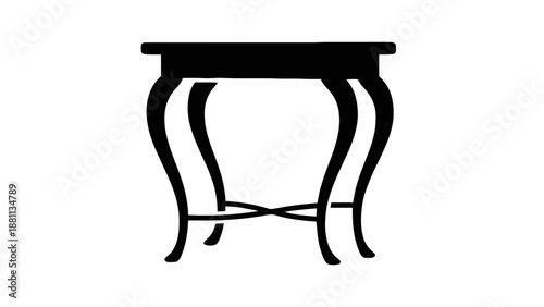Vector illustration of antique elegant bedside table with cabriole legs, on transparent background