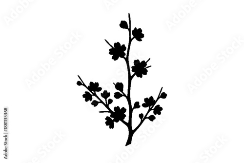 Floral Silhouette: A minimalist, high-contrast silhouette of a blossoming branch, perfect for conveying elegance, natural beauty, and the promise of new beginnings.