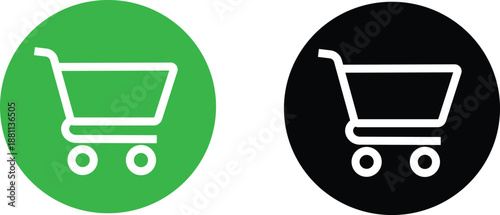 Shopping Cart Icon Vector Set Flat and Line Style E Commerce Symbol