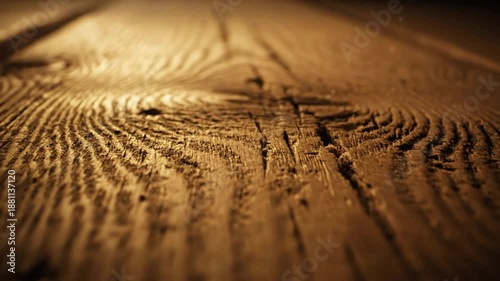 Close-up perspective of a detailed wooden surface revealing natural textures, grain patterns, and knot details