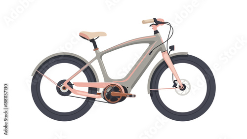 Modern electric bicycle in minimalist flat design
