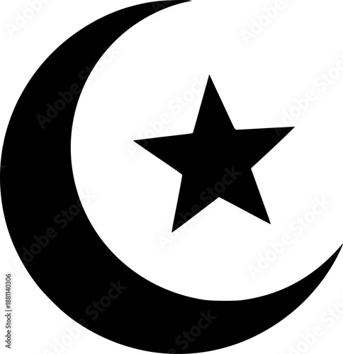 Star and crescent - symbol of Islam flat icon for apps and websites
