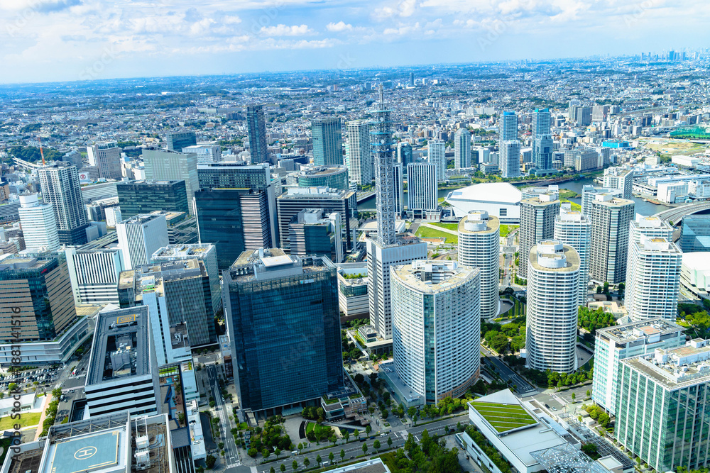 Naklejka premium ランドマークタワーから見下ろした横浜街