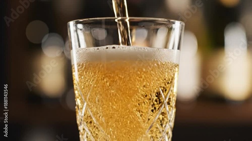 Wallpaper Mural Close-up of beer being poured into a cut crystal glass, creating a bubbly and refreshing drink Torontodigital.ca