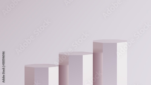 Foto Three podiums of different heights against a soft background, perfect for showcasing a product or concept