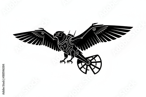 Mechanical Eagle Design: A striking image of a mechanical eagle, its intricate design a fusion of nature and technology. This illustration showcases mechanical elements with an organic touch.