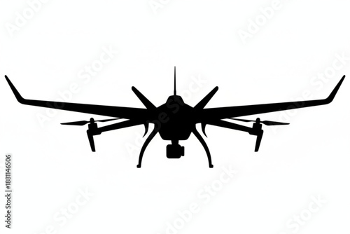Drone Silhouette: A modern drone's silhouette, showcasing its intricate design, propellers, and aerodynamic wings, poised in anticipation of flight.