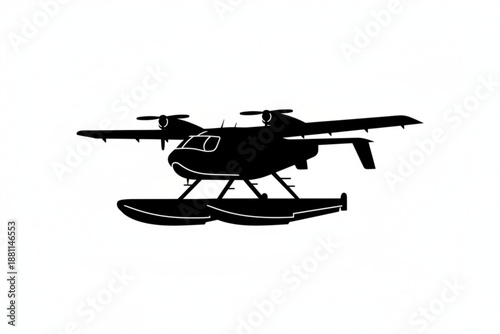 Airborne Silhouette: A sleek seaplane silhouetted against a plain background, embodying the spirit of travel and the pursuit of innovation.