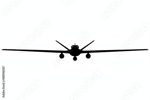 Silhouette of a Drone: This image highlights a sleek, modern drone, showcasing its minimalist design against a clean background, embodying innovation and technological advancement.