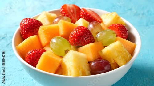 Fresh mixed fruit salad in bowl,salad,vegan