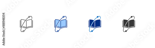 Knowledge Vector Icon Set in Line, Glyph and Blue Style