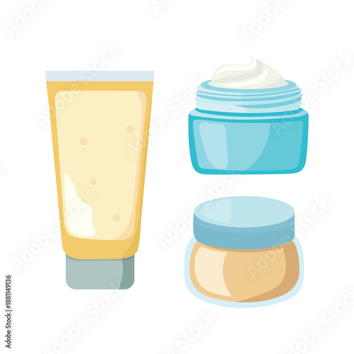Jar of face cream. Flat vector clipart, illustration with isolated background.