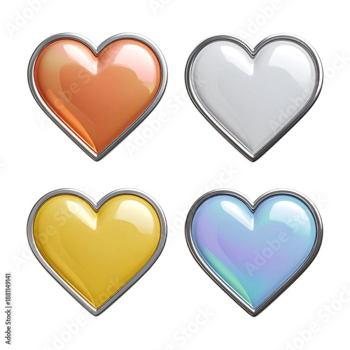 Wallpaper Mural Set of 4 Flat ’90s-Style Stickers with Silver Border, Isolated on Transparent Background; PNG
 Torontodigital.ca