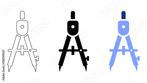 Line, solid, and colourful compass icons set - essential drawing, geometry, navigation  measurement tools