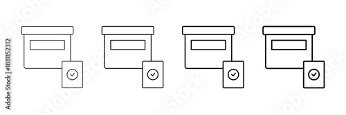 Voting Ballot Icons Vector Set In Different Stroke Line Style