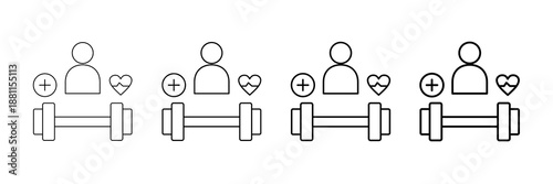 Healthy Habits Icons Vector Set In Different Stroke Line Style