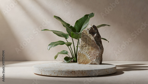 Modern Minimalist Plant Display on Stone