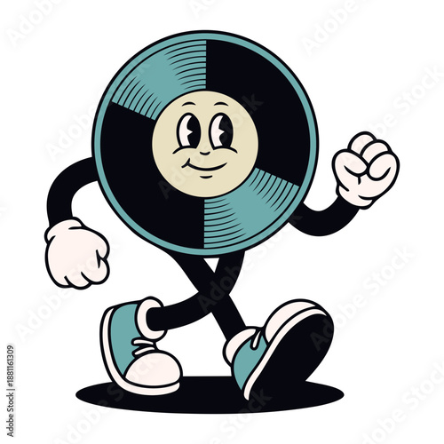 Vintage Cartoon Mascot Vinyl Record Walking Rubber Hose Style