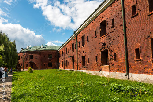Wallpaper Mural Memorial complex "Brest Hero Fortress" in Belarus. Section of the wall of the circular barracks of the Brest Fortress with shelling damage. Torontodigital.ca