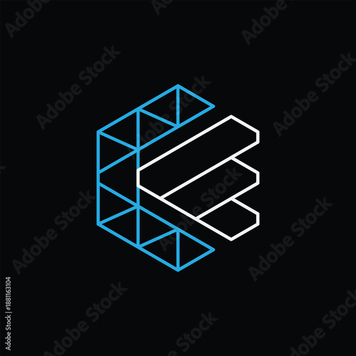 this is a modern logo design that depicts an initial letters CF in hexagonal shape with the letter C acts as a frame work and the letter F as a graph bar